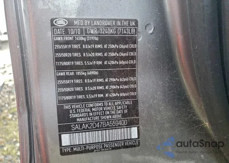 2011 Land Rover Lr4 Hse Luxury z USA, uszkodzony, nr VIN SALAK2D47BA559400